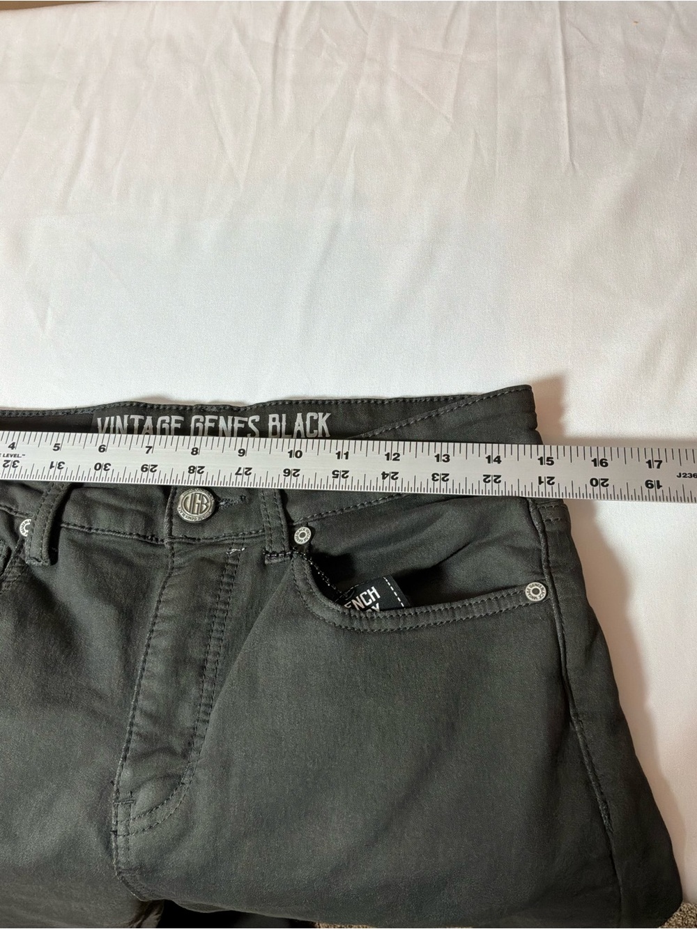 Vintage Genes Black Slim Fit Stretch Jeans Men’s Charcoal Gray 5-Pocket Denim - Picture 6 of 7